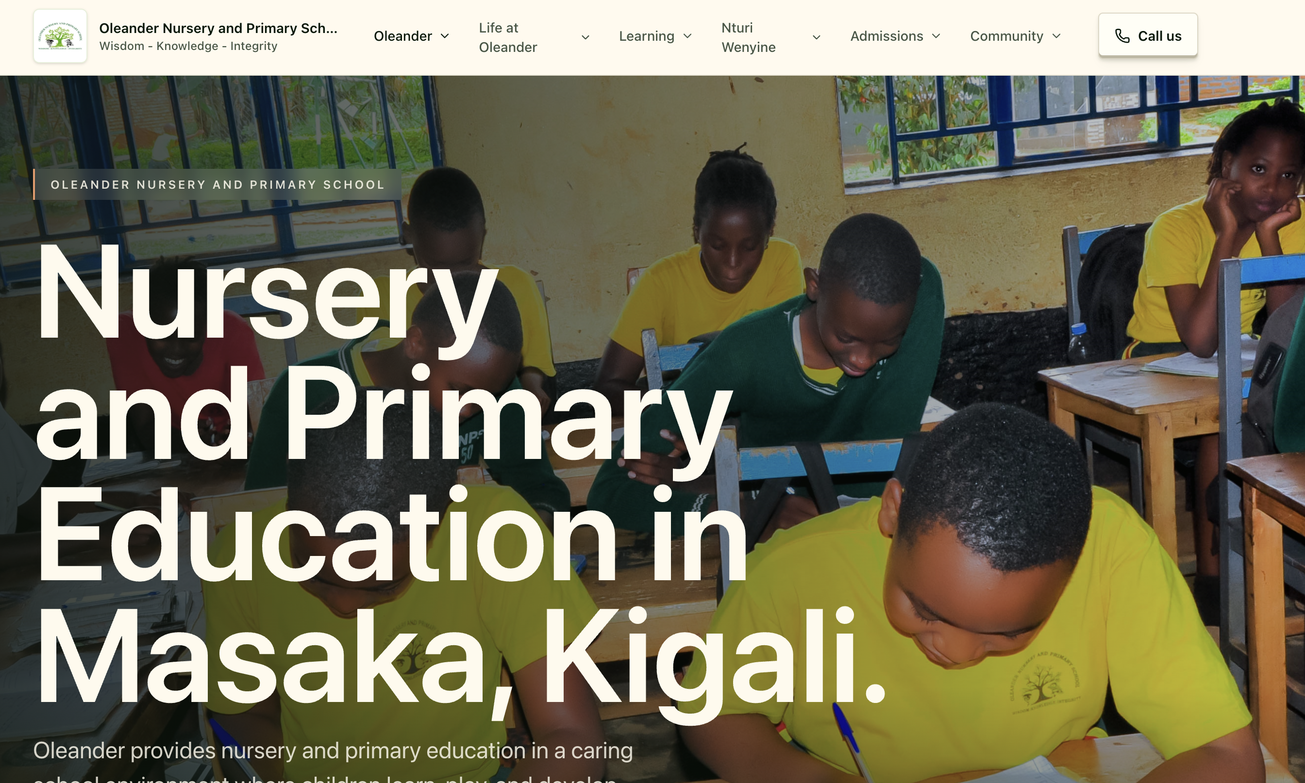 Oleander Nursery and Primary School website screenshot